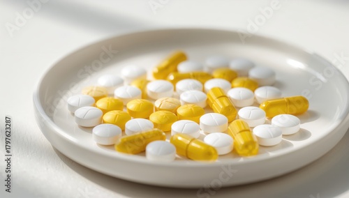Yellow and white tablet pil...