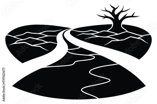 river drought icon vector icon silhouette