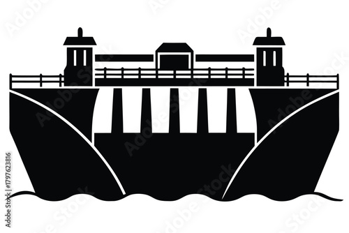 river dam vector icon silhouette