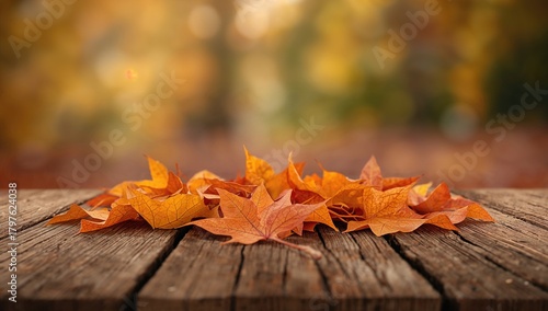 Orange autumn leaves on age...