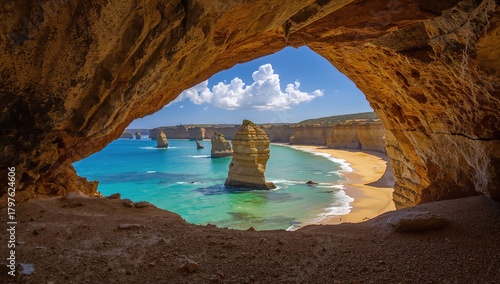 Cave scenery in a coastal area, showcasing erosion risk