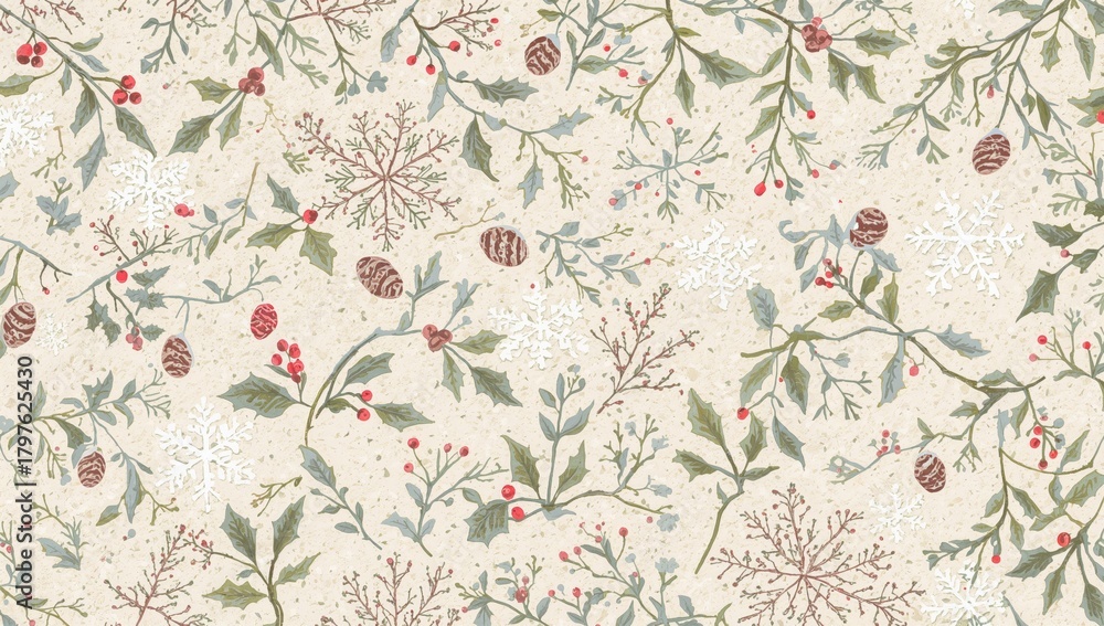 Obraz premium Winter-themed pattern illustration, suitable for seasonal designs and holiday graphics