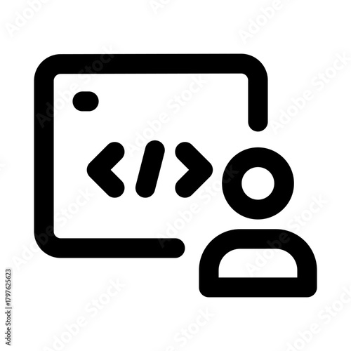 Software Developer Professional Line Icon. Modern vector illustration representing coding, programming, and professional software development work.