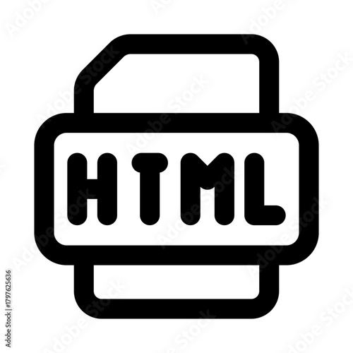 HTML File Professional Line Icon. Modern vector illustration representing web development, coding structure, and digital document files.