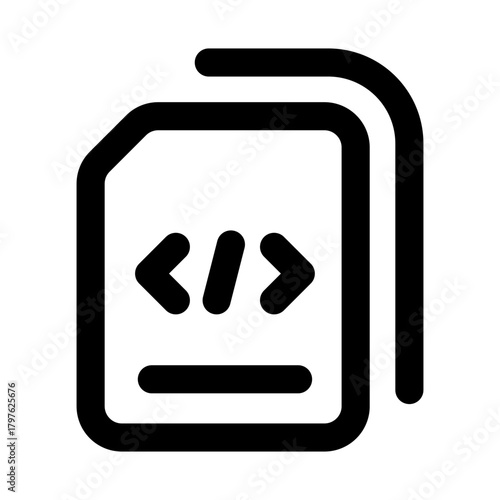Coding File Professional Line Icon. Modern vector illustration representing code documents, software development, and digital programming tasks.