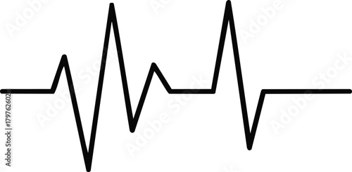 Black Heartbeat Line Symbol of Life, Health, and Vitality