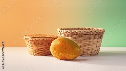 A mango displayed against a...