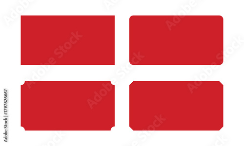 Red Rectangle Shape Corner Cut Icons