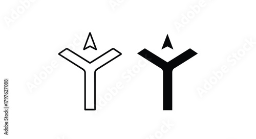 Illustration showing three different y shaped navigation arrow icons