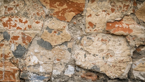 The old house wall shows si...
