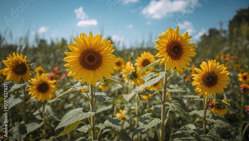 Vibrant blooming sunflowers...