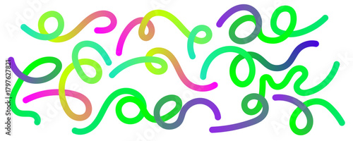 Set of Colorful Abstract Squiggle Lines and Shapes on White background for creative projects, educational apps, social media graphics, header design, and modern packaging.