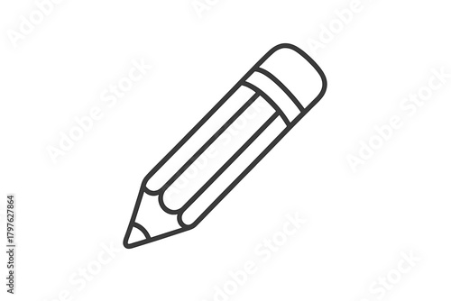 Sharpened wooden pencil with an eraser used for drawing and writing