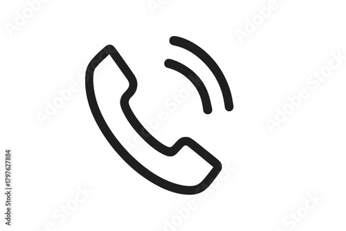 Ringing telephone handset representing communication, connection, and incoming call notification