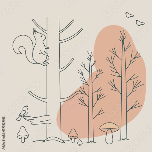 Kids blob Coloring Page – Forest with Animals