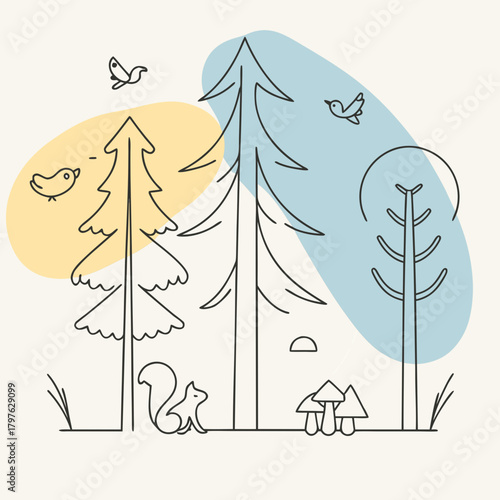 Kids blob Coloring Page – Forest with Animals