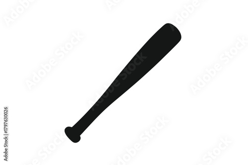 Black silhouette icon of a baseball bat used for playing sports and hitting balls