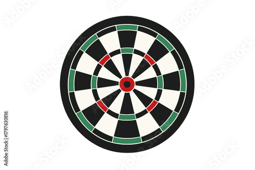 Classic dartboard target for competitive sports and pub games isolated on white background