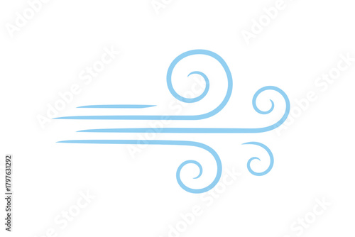 Stylized blue graphic representing air movement and weather conditions