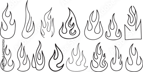 Fire Flames Elements Drawing Doodle Inferno Hot Energy Blaze Abstract Illustration
