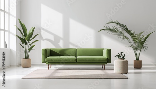 Stylish green room featurin...