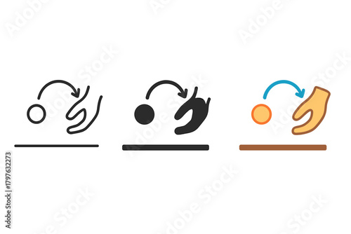 Three different images of a hand holding a ball. The first image shows a hand holding a ball, the second image shows a hand holding a ball and a person's head