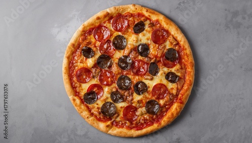 Pepperoni pizza featuring m...