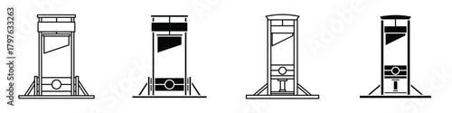 Guillotine icon in linear and clipart style pack on white background.