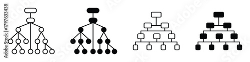 Hierarchical structure icon in linear and clipart style pack on white background.