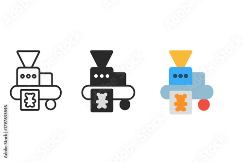 Train with a black engine and a yellow engine. The train is made of blocks