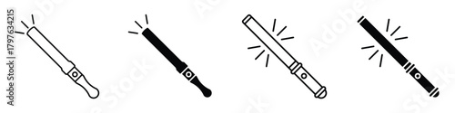 light stick icon in linear and clipart style pack on white background.
