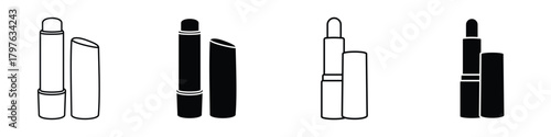 Lip balm icon in linear and clipart style pack on white background.