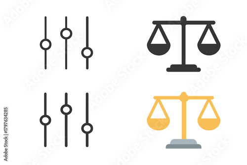 Two scales, one with a black and white background and the other with a yellow background. The scales are set at different levels, with the black and white scale being set at the lowest level
