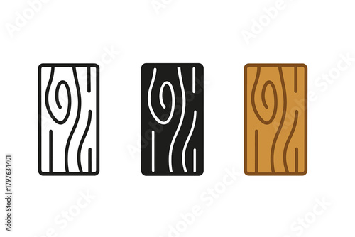 Three different types of wood grain are shown in black and white. The first is a very dark wood grain, the second is a medium dark wood grain, and the third is a light wood grain