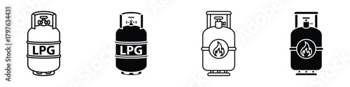 LPG icon in linear and clipart style pack on white background.