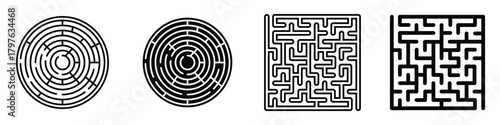 Maze icon in linear and clipart style pack on white background.
