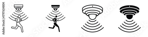 Motion sensor icon in linear and clipart style pack on white background.