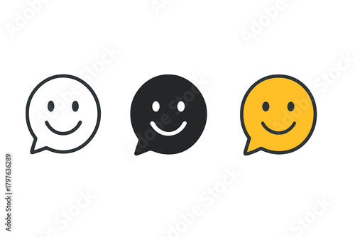 Three smiling faces with different colors. The yellow one is the most prominent. The black one is in the middle and the white one is on the left