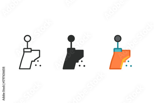 Three different colored icons of a water faucet. The black and white one is the most detailed