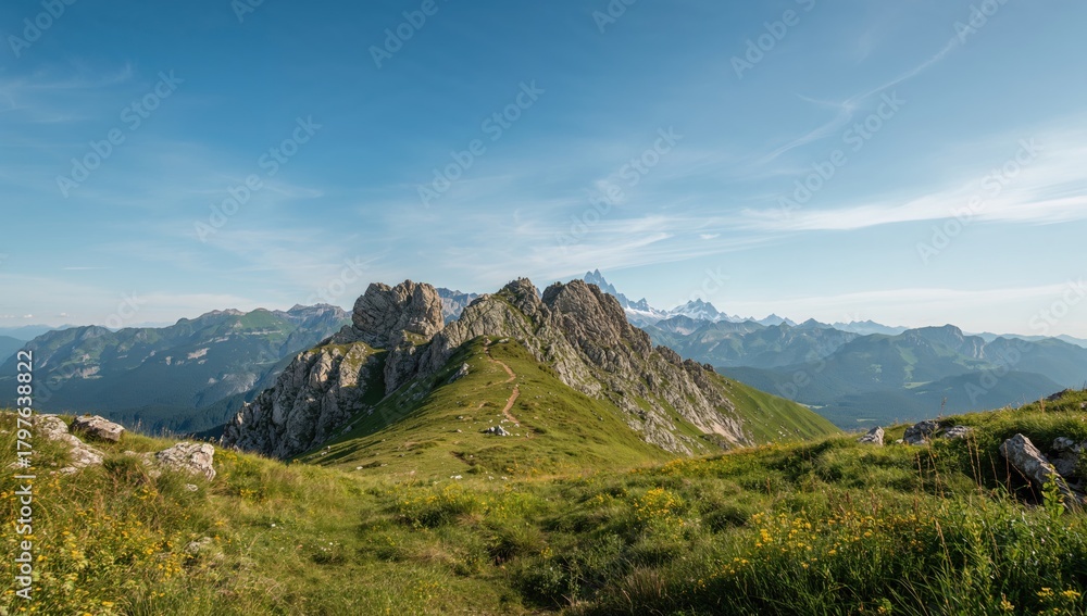 Fototapeta premium View of the German Alps featuring rugged rocks and towering peaks, highlighting erosion risk