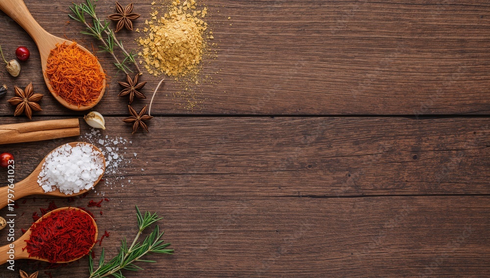 Obraz premium Collection of spices and herbs, culinary applications, Earth Day