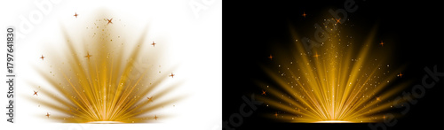 PNG image of Golden leaf shaped light burst effect  transparent background 