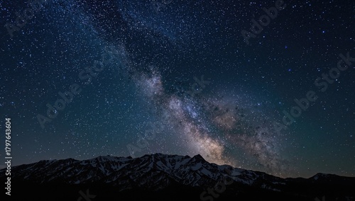 Wallpaper Mural The night mountains are illuminated by the Milky Way, a breathtaking celestial view. Torontodigital.ca