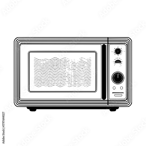 Retro microwave oven vector illustration for kitchen appliances and cooking equipment designs and graphics use