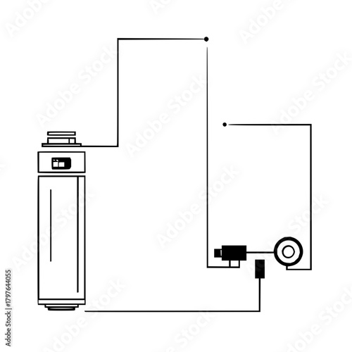 Water softener system diagram for home plumbing and filtration maintenance and repair schematic guide line art