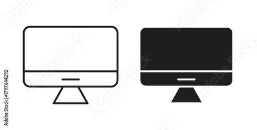 Computer screen icons set isolated on white background flat vector illustration.