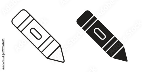 Crayon icons set isolated on white background flat vector illustration.