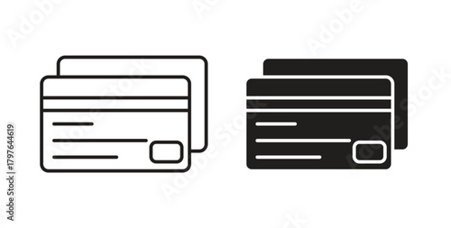 Credit card icons set isolated on white background flat vector illustration.
