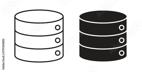 Database icons set isolated on white background flat vector illustration.