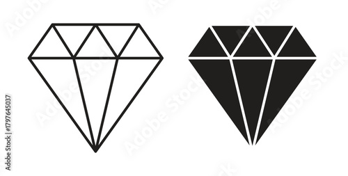 Diamond icons set isolated on white background flat vector illustration.